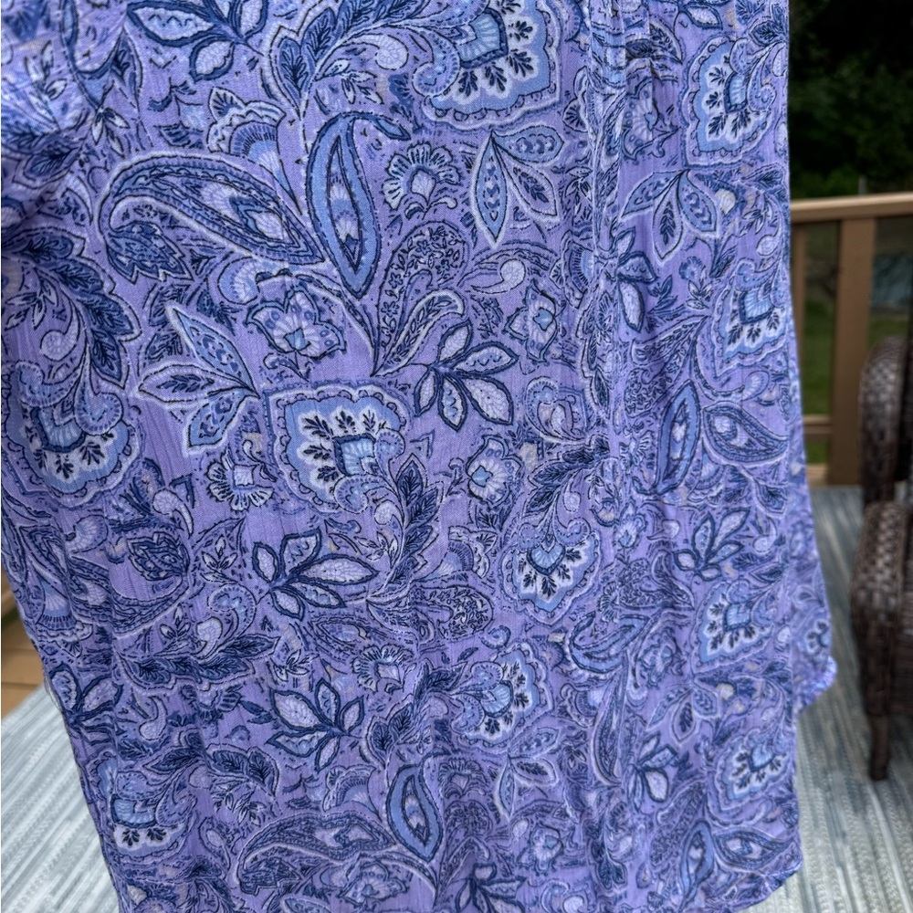 Appleseed Women's Lavender Purple Paisley Long Sleeve Half Button Up Sz Large - Picture 5 of 12